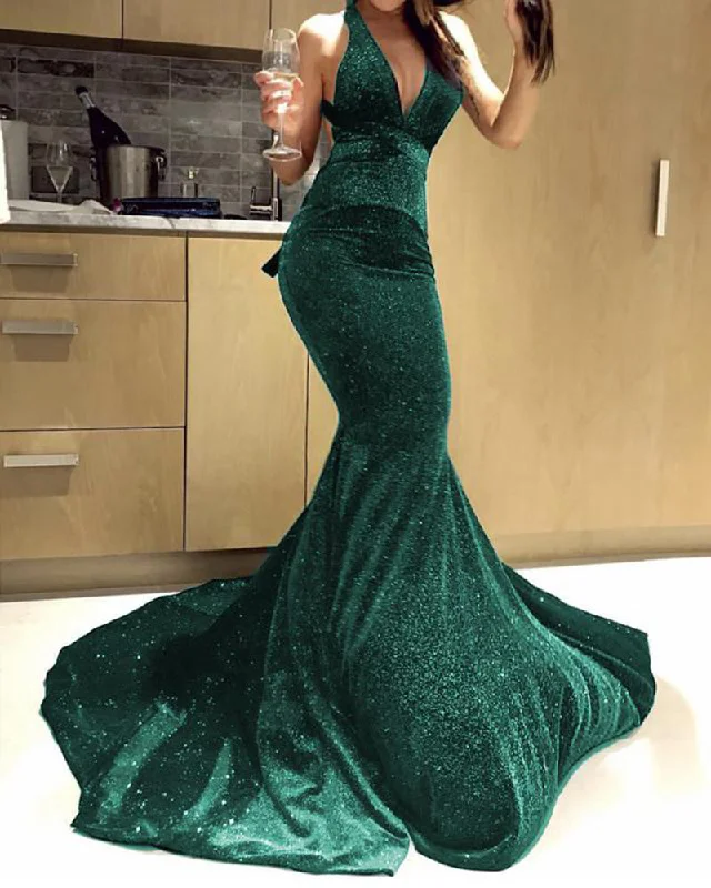 Glitter Sexy Mermaid Evening Prom Dress  Green/Blue PL6988 Elegant unclassified dresses