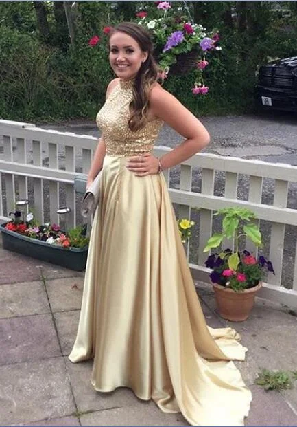 Gold A-Line Satin Prom Dress - Princess, PD2303286 Budget-friendly unclassified dresses