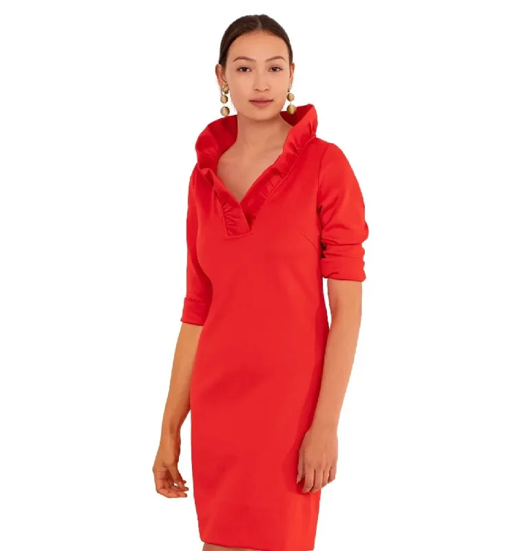 Gretchen Scott Ruffneck Dress-Solid Street style unclassified dresses