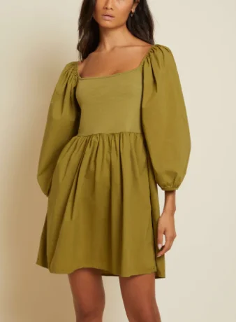 Heddie Combo Babydoll Dress- Lichen Green*Final sale** Open-back unclassified dresses