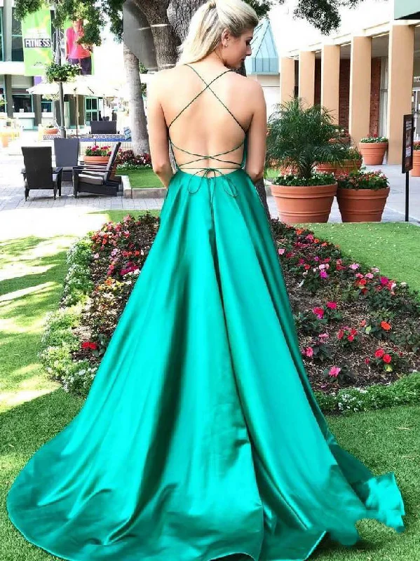 Jade A-line Backless Sleeveless Criss Cross Satin Prom Dress, PD2303140 Discounted unclassified dresses