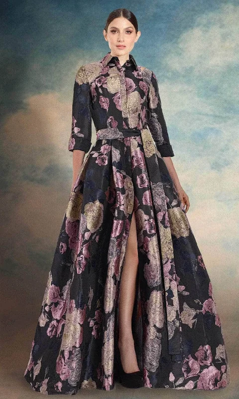 Janique 91321 - Floral Printed Collar Long Dress Forever 21 floral dresses