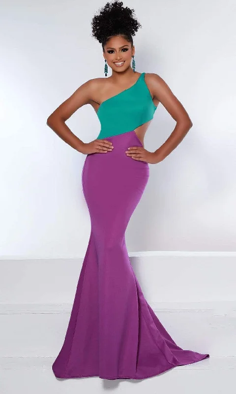 Johnathan Kayne - 2402 Two-Tone One-Shoulder Gown Casual unclassified dresses