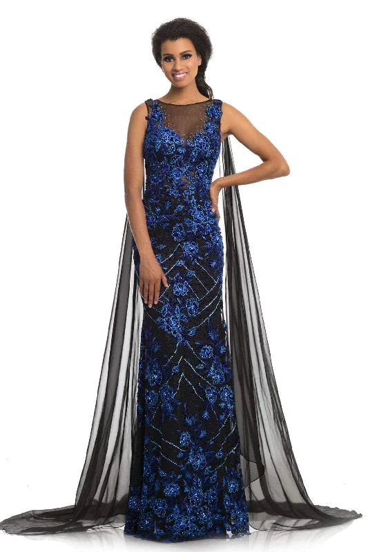 Johnathan Kayne - Embroidered Velvet Cape Evening Dress 9085SC Beach unclassified dresses