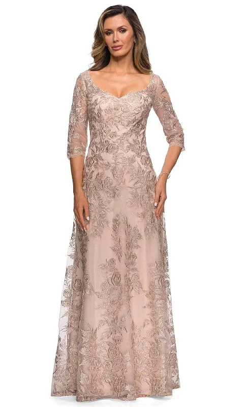 La Femme 28053SC - Floral Embroidery Formal Dress New Year's Eve floral dresses