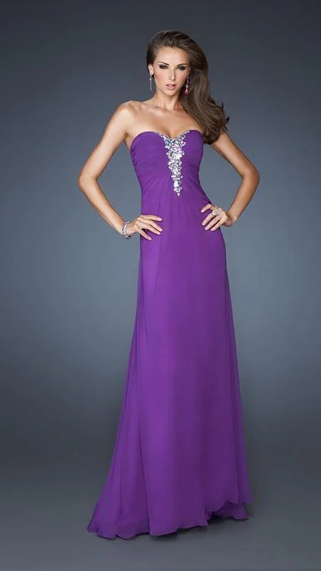 La Femme - Ruched Double Diamond Cutout Gown 19009 Best-selling unclassified dresses