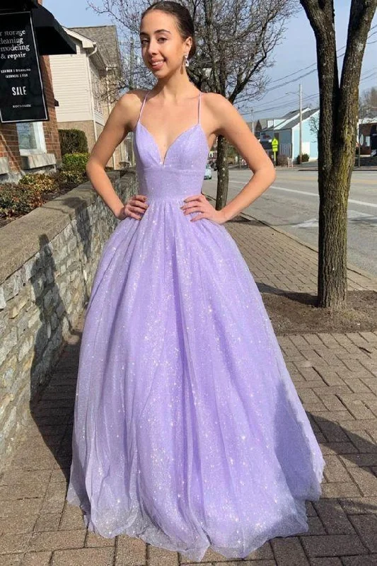 Lavender Sparkle A-Line Prom Dress, PD2303053 Printed unclassified dresses