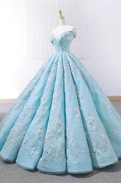 Light Blue Off Shoulder Quinceanera Dress, PD23022219 Ruffled unclassified dresses