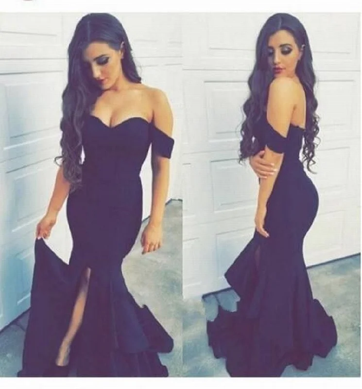 LP1450 Off the Shoulder Black Mermaid Evening Gowns,Sexy Backless Formal Dress Vestido De Festa Pastel unclassified dresses