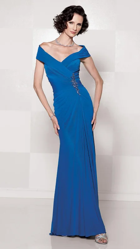 Mon Cheri - 114670SC Draped V-Neck Jeweled Sheath Dress A-line unclassified dresses