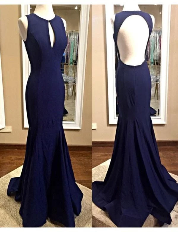 navy prom dress, backless prom dress, prom gown, simple prom dress, formal evening dress, BD149 Floral unclassified dresses