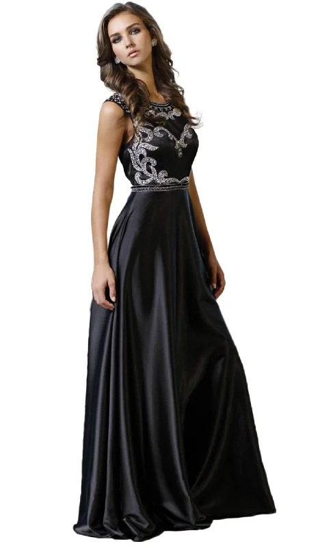 Nox Anabel - Embellished Satin A-line Dress 8188SC Best-selling unclassified dresses