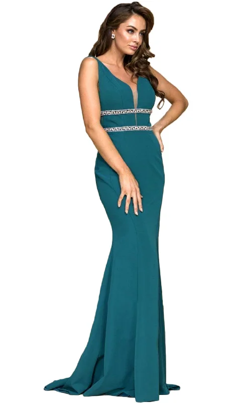 Nox Anabel - Embellished V-Neck Mermaid Gown A076SC Petite unclassified dresses