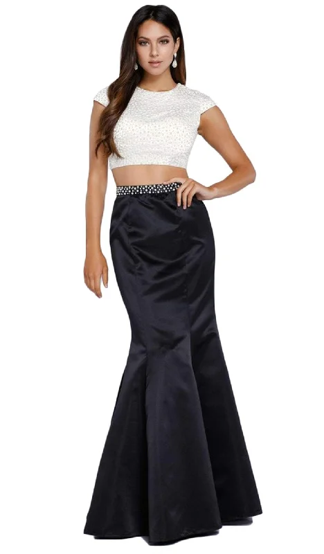 Nox Anabel - Two-Piece Pearl Embellished Trumpet Gown 8227SC Smocked unclassified dresses