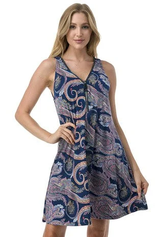 Printed Tank Zippered Dress Tank Dress Glamour