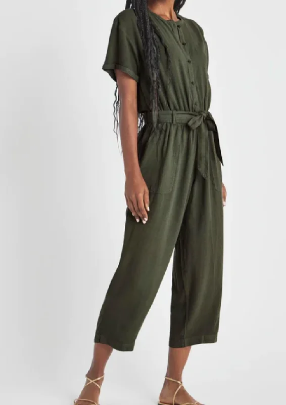 Ray Jumpsuit- Olive Green Lace unclassified dresses