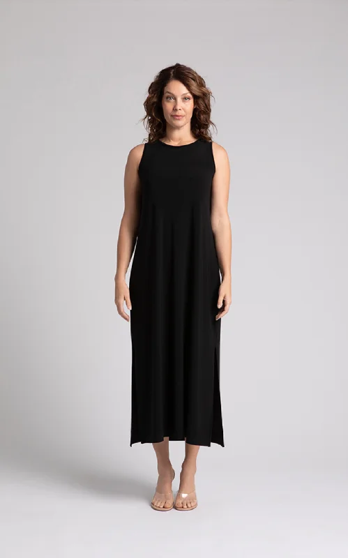 Reversible Slit Tank Dress, Black Tank Dress Vibe