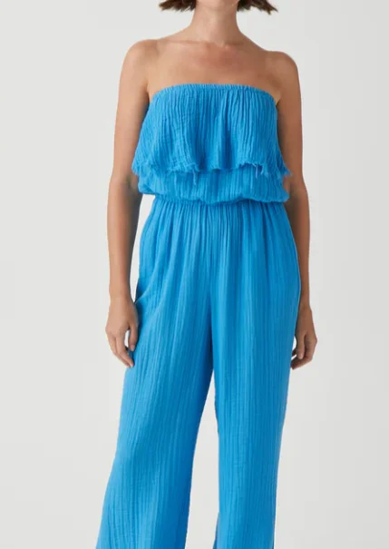 Riya Double Gauze Jumpsuit- Capri Blue**FINAL SALE** Bold pattern unclassified dresses