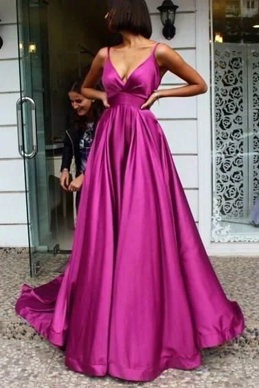 Satin Sweetheart Backless A-Line Prom Dress, PD23030152 Boho unclassified dresses