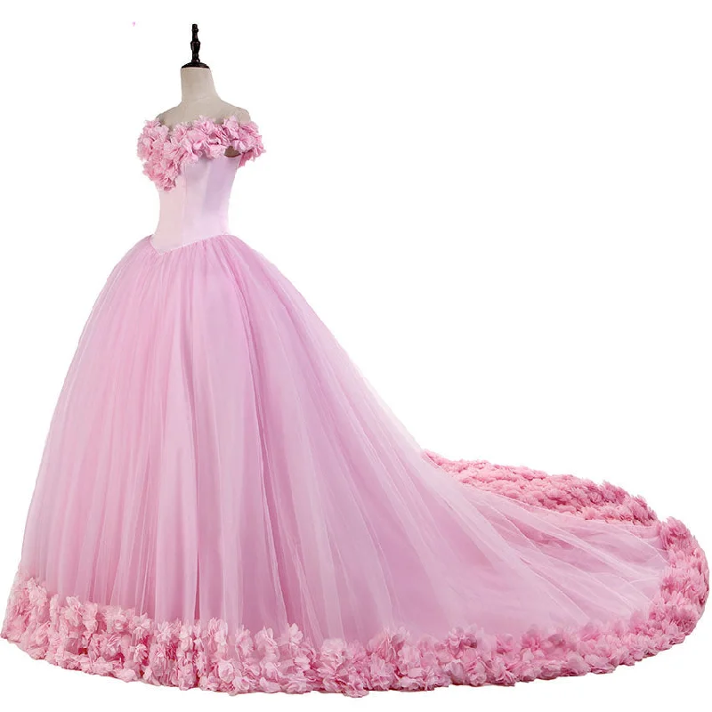 Siaoryne LP1008 Ball Gown Quinceanera Dresses Pink Flowers Debutante Gown Sweet 16 Dresses Breathable unclassified dresses