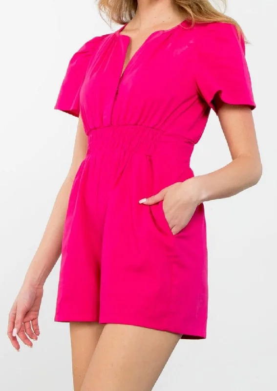 Smocked Waist Romper- Pink Tulle unclassified dresses