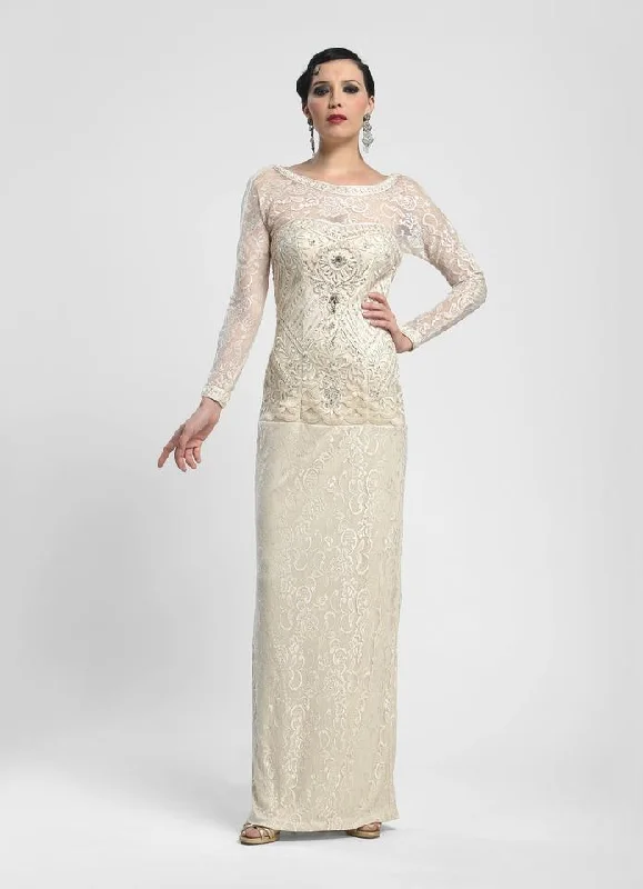 Sue Wong - Sheer Embellished Column Dress W4134SC Long sleeve unclassified dresses