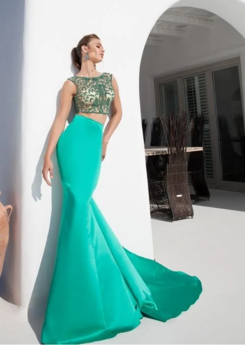 Tarik Ediz - 92643 Jewel Embellished Neck Two Piece Mermaid Gown Party unclassified dresses