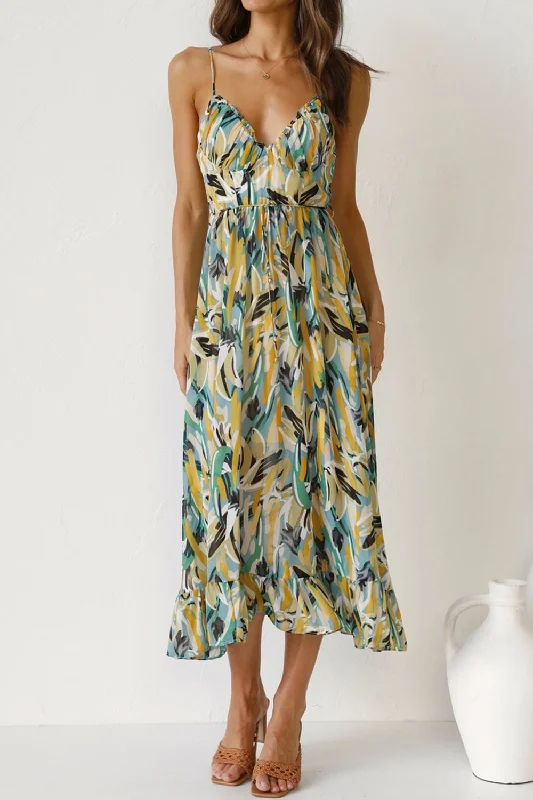 Tied Printed Sleeveless Cami Dress Satin floral dresses