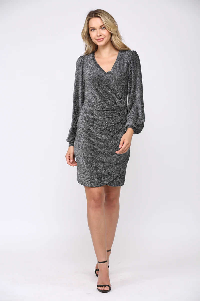 V-Neck Silver Metallic Dress Formal unclassified dresses