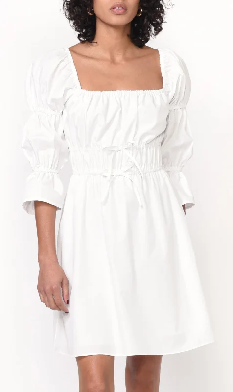 Willow Balloon Sleeve Poplin Dress- White *FINAL SALE* Lounge unclassified dresses