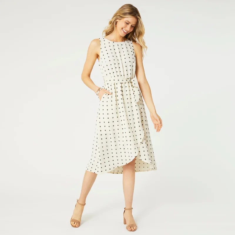 Charlotte Swiss Dot Tank Dress with Tie - Buttercream Polka Dot - Final Sale Soft Cotton Tank Dress