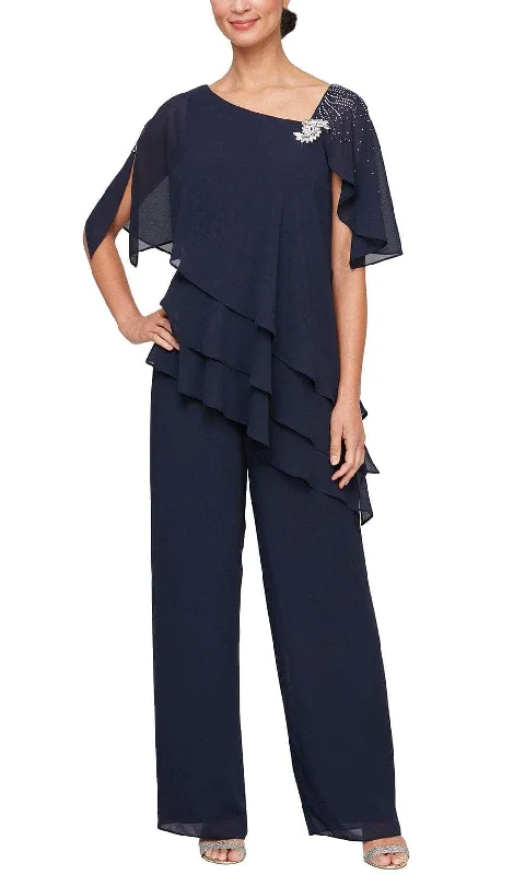 Alex Evenings 8192012 - Cape Sleeve Embellished Pantsuit