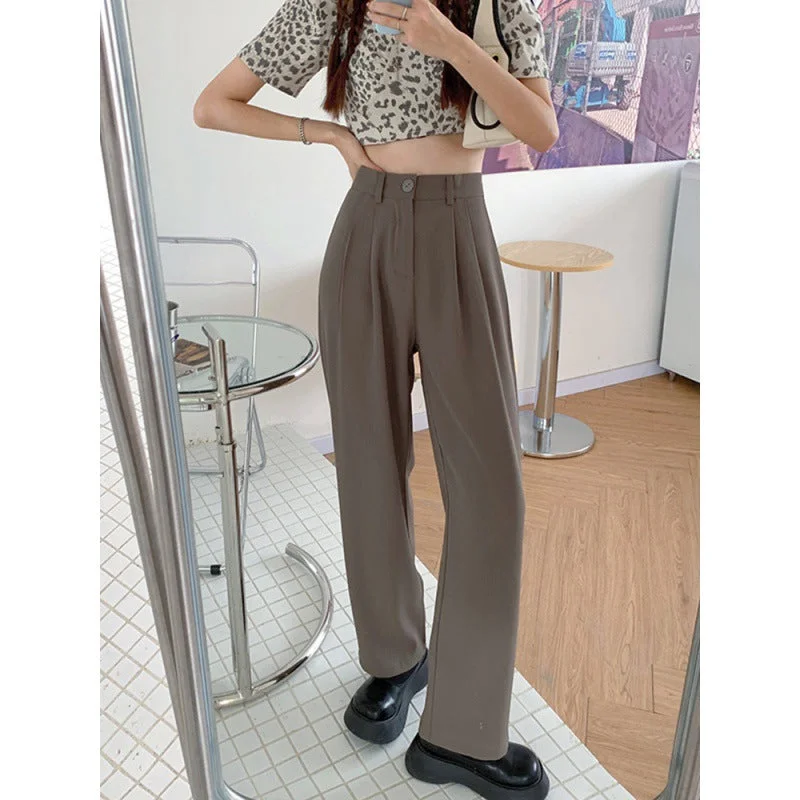 Girlary-shop main character dress to impress Solid Color High Waist Suit Pants Women's 2024 Summer Sports Pants Casual Drop-down Wide-Leg Pants Women's Mopping Pants Women