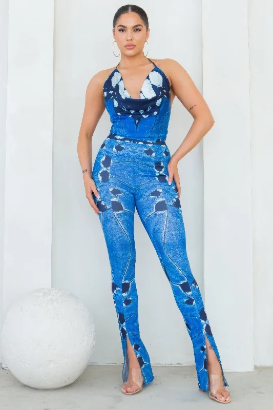 Blue Zone Planet |  Handkerchief Backless Top & Pants Set