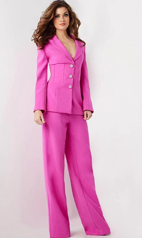 Jovani 25834 - V-Neck Blazer Pantsuit