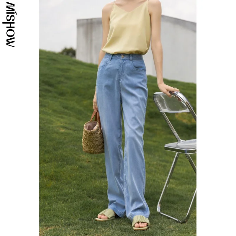 MISHOW 2022 Jeans For Women Summer Long Pants Casual Denim Streetwear High Waist Trousers Female Clothing MXA29K0036