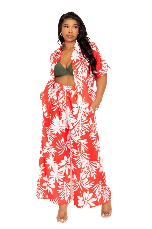 Tropical Two Piece Shirt and Pants Set