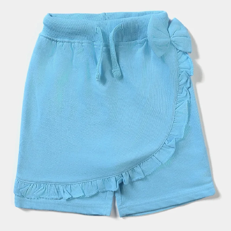 Girls Cotton Terry Short Bow With Frill-T.Breeze Soft Denim Skirt