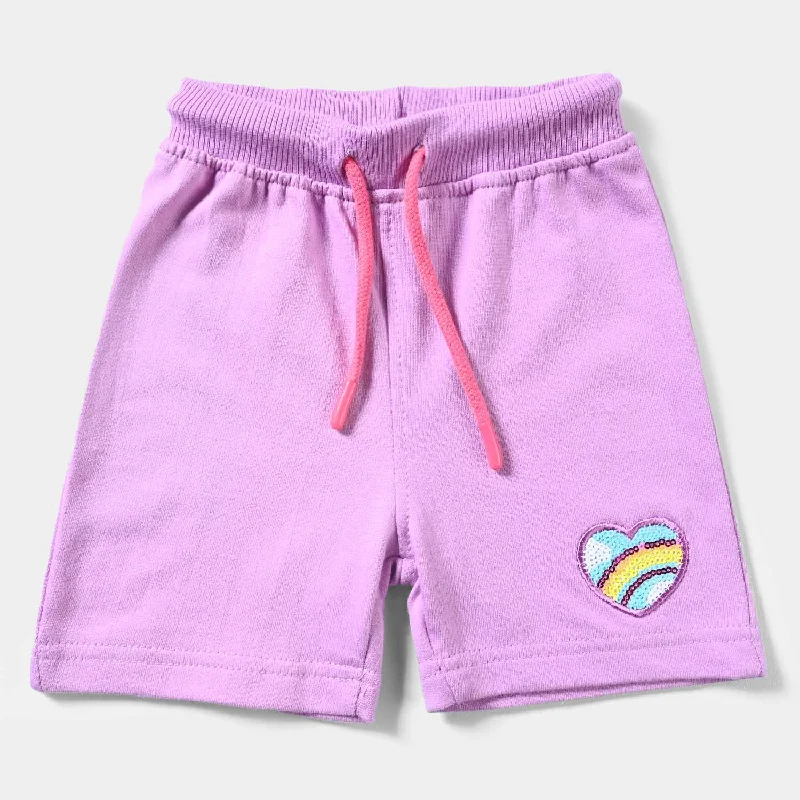 Girls Cotton Terry Short Rainbow Heart-ORCHID Long-sleeve Mini Skirt