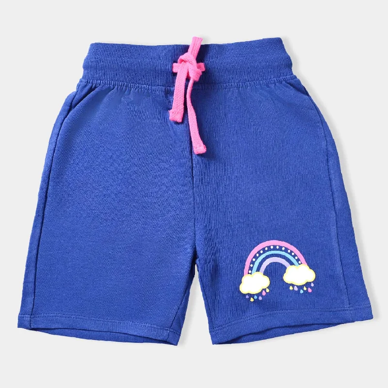 Girls Cotton Terry Short Rainbow-N.Peony Skirt with Buttons