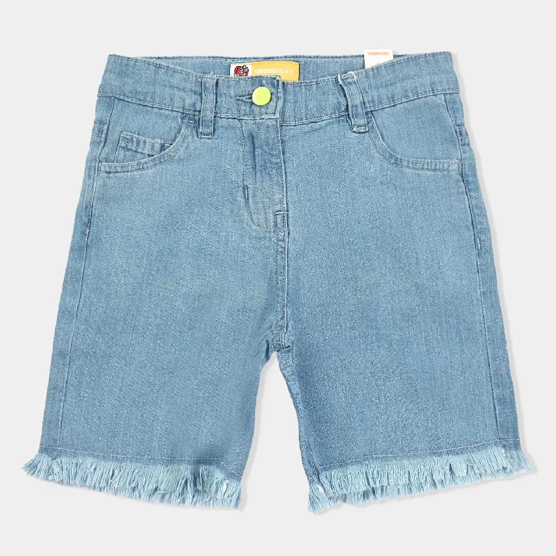 Girls Denim Rigid Short Solid-Ice Blue Comfortable Mini Skirt