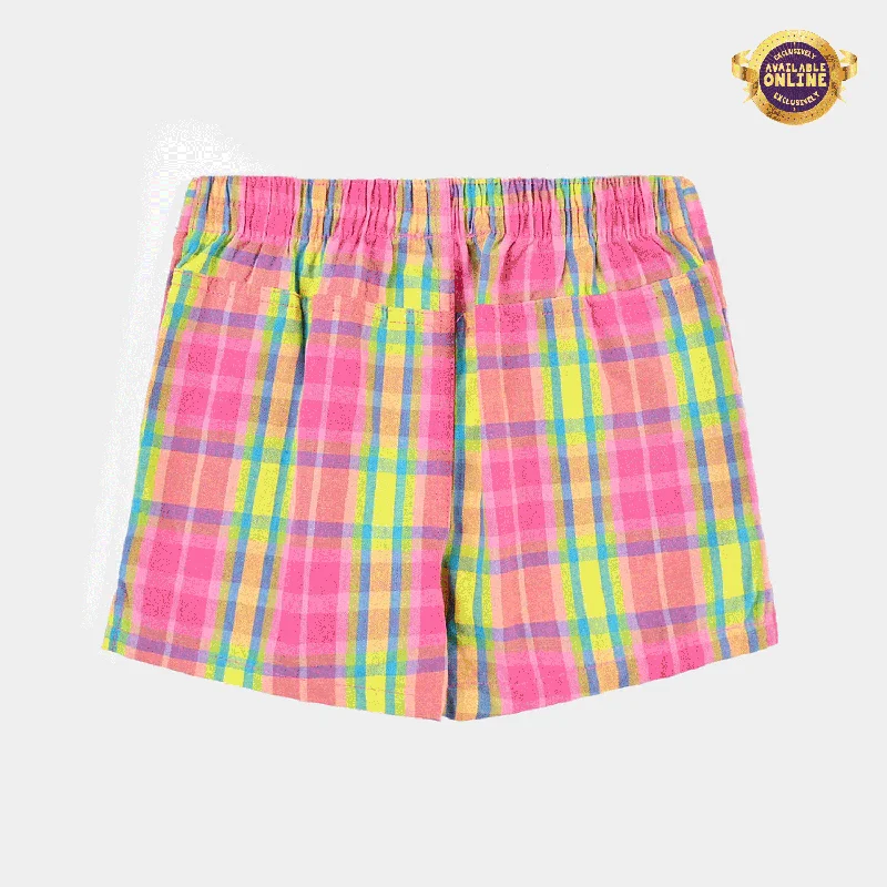 Girls PC Short Big check-Multi Button-down Mini Skirt