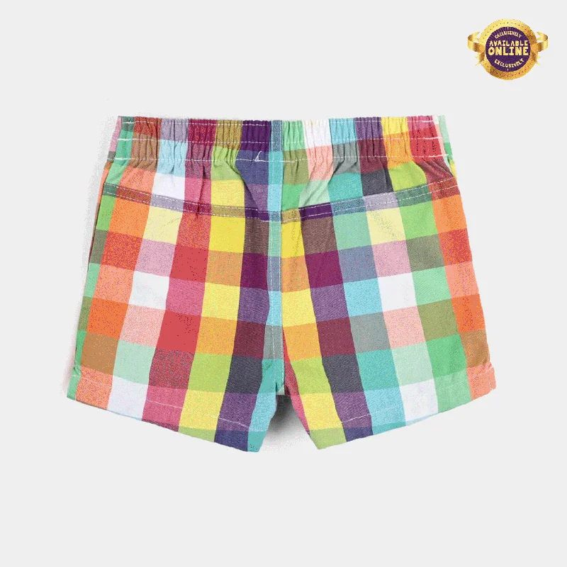 Girls PC Short Multi box check-Multi White Mini Skirt