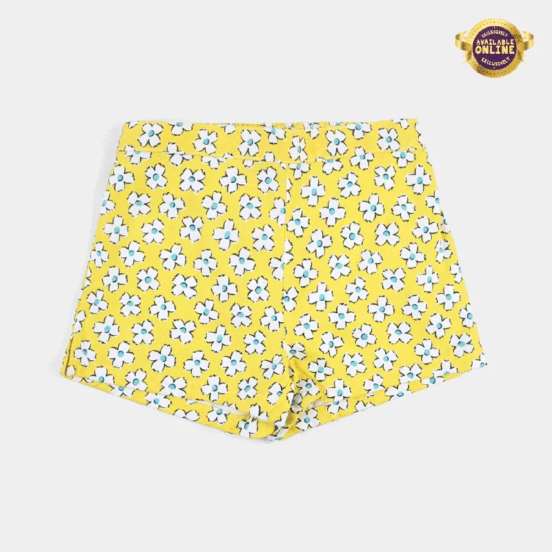 Girls PC Short Small Flower-Yellow Polka Dot Skirt