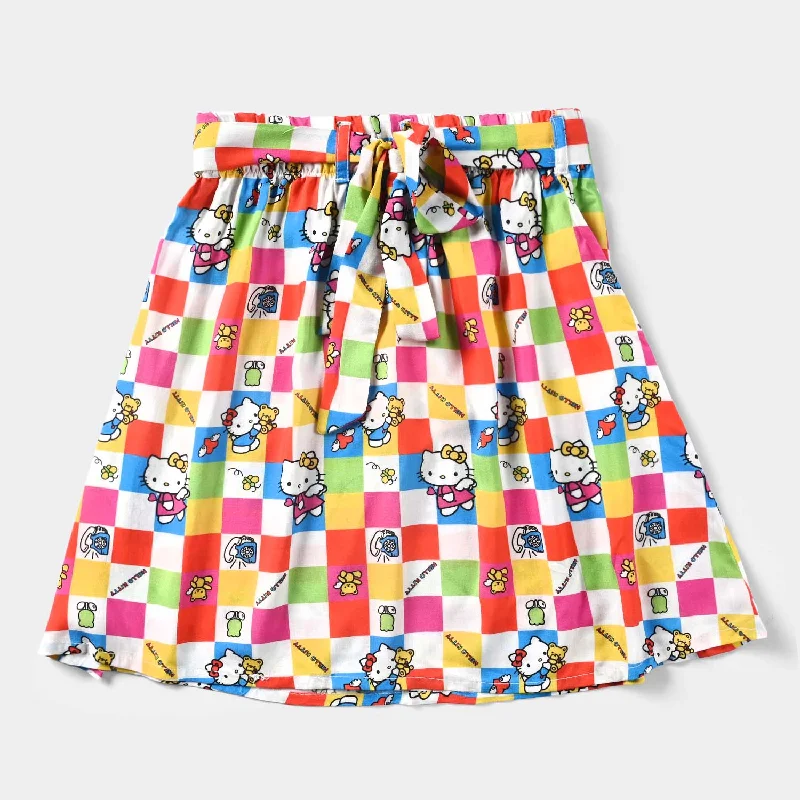 Girls Viscose Short Skirt Kitty Party-Multi Mini Skirt with Bow