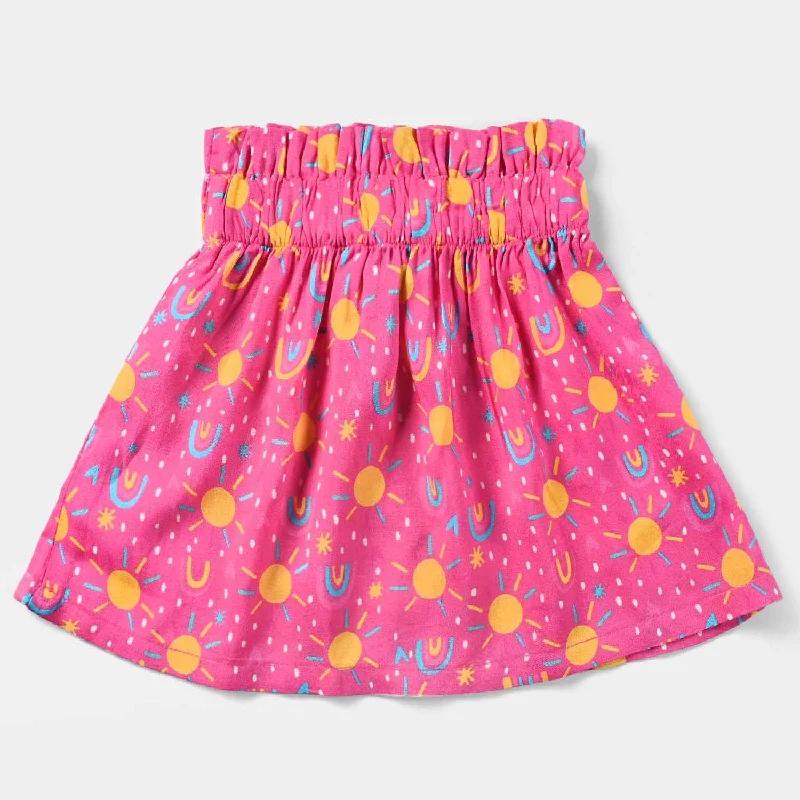 Girls Viscose Short Skirt Moon-Pink High-Waist Skirt Look