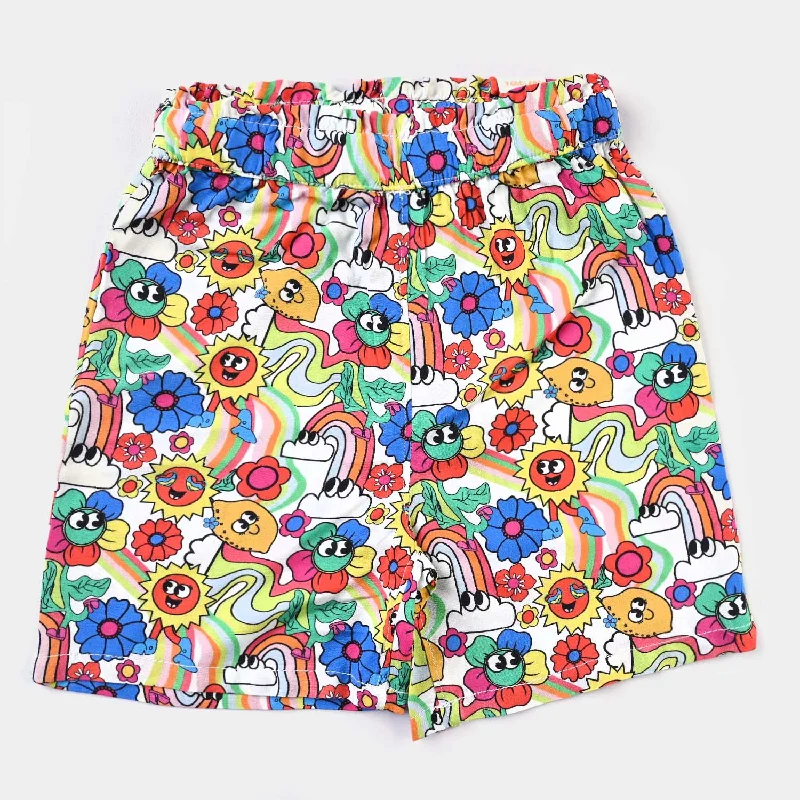 Girls Viscose Short Flowers-Printed Mini Skirt Chic