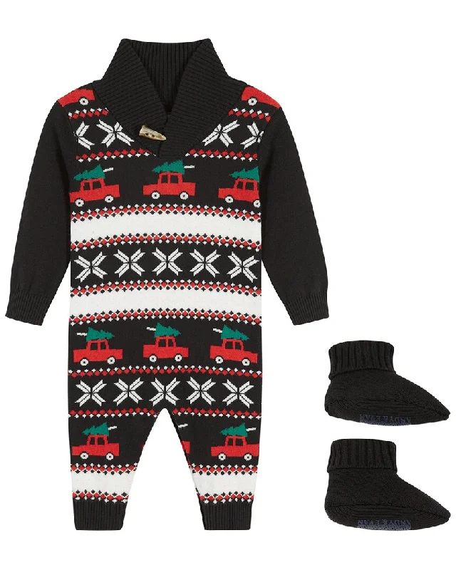 Andy & Evan Holiday Jacquard Sweater Romper Woolen Sweater Dress