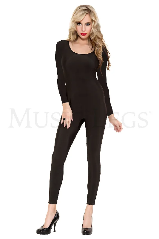 Basic Long Sleeve Catsuit Casual Long Skirt