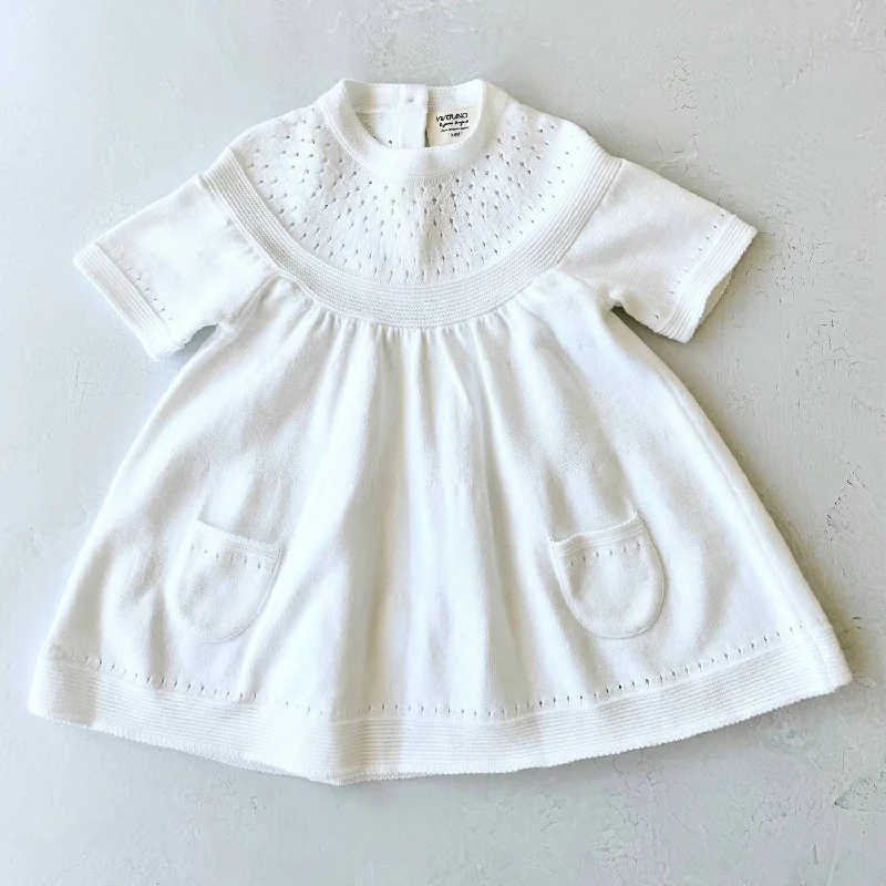 Girls Milan Pointelle Sweater Knit Dress In White Sweater Dress Chic